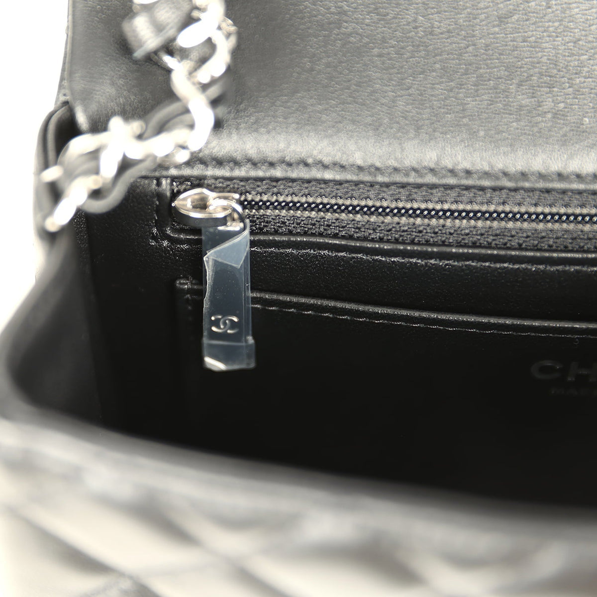 Chanel Mini Classic Rectangular Flap Bag Black Lambskin Silver Hardware