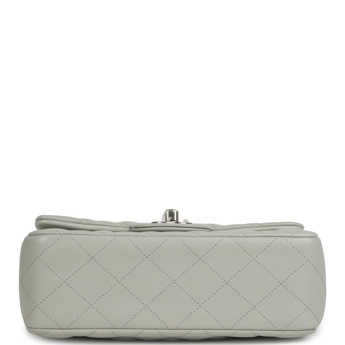 Chanel Mini Classic Rectangular Top Handle Flap Bag Pale Green Lambskin Silver Hardware