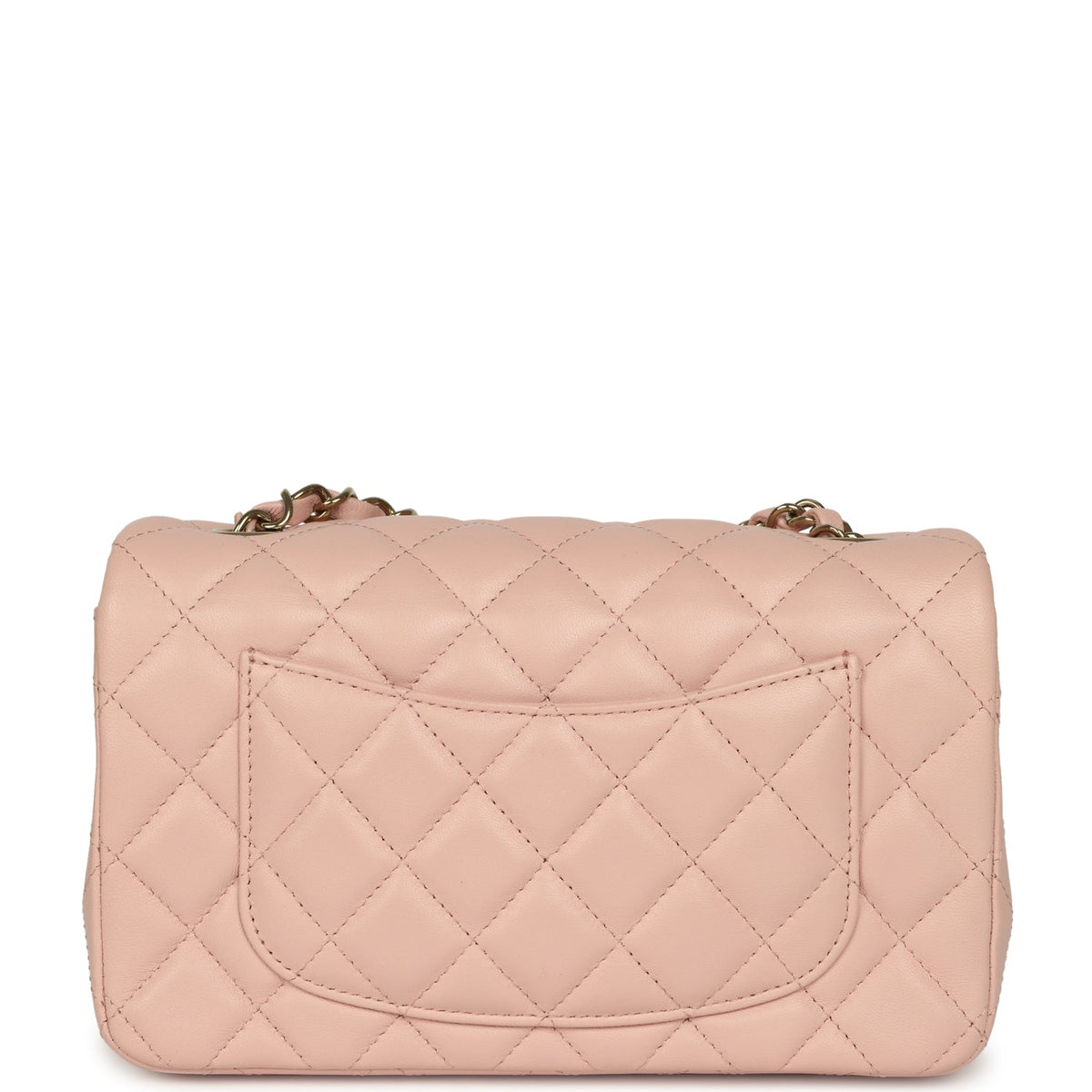 Chanel Mini Classic Rectangular Flap Bag Light Pink Lambskin Light Gold Hardware