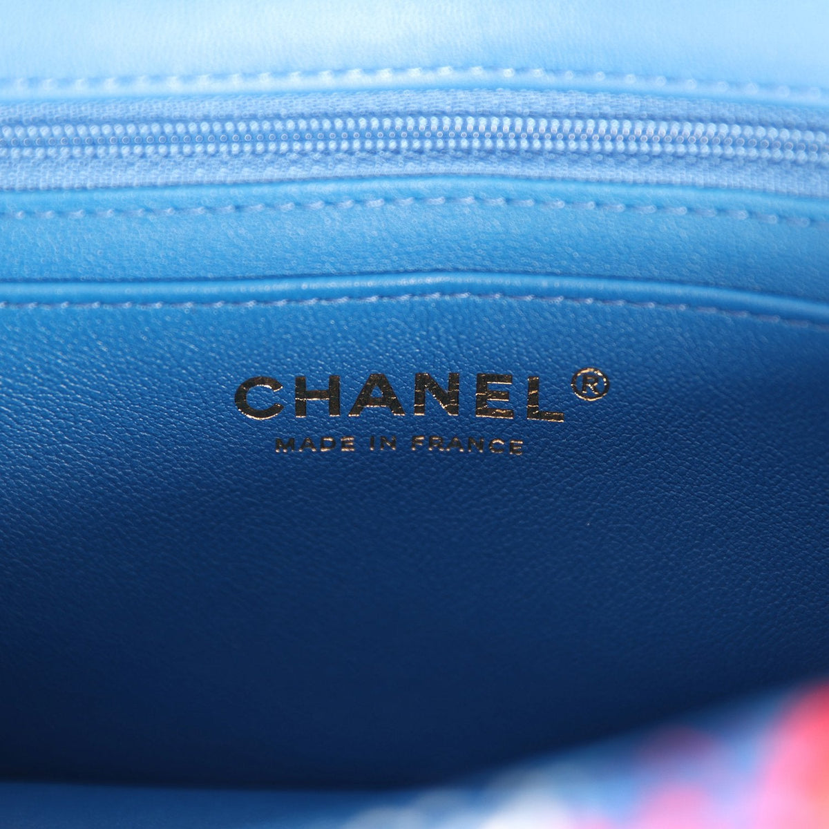 Chanel Mini Classic Rectangular Flap Bag Red, White, Blue Tweed Boucle Gold Hardware