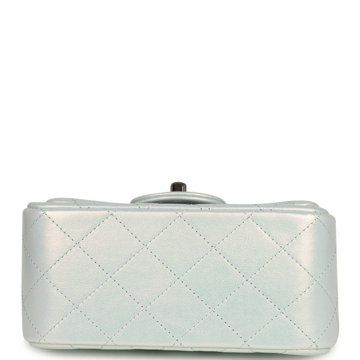Chanel Mini Classic Square Flap Bag Light Blue Iridescent Calfskin Silver Hardware