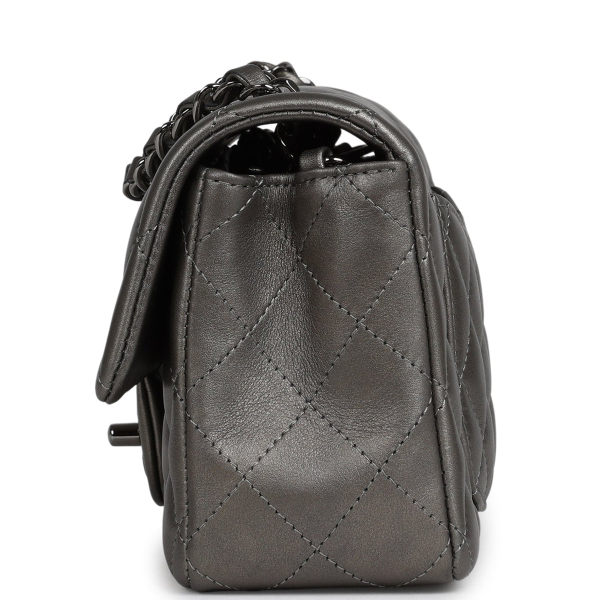 Chanel Mini Classic Rectangular Flap Bag Dark Silver Lambskin Ruthenium Hardware