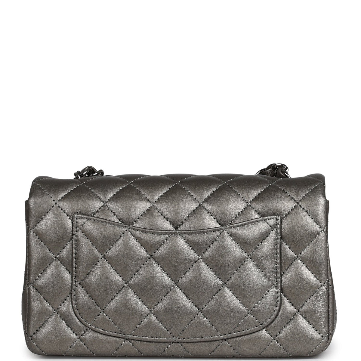 Chanel Mini Classic Rectangular Flap Bag Dark Silver Lambskin Ruthenium Hardware