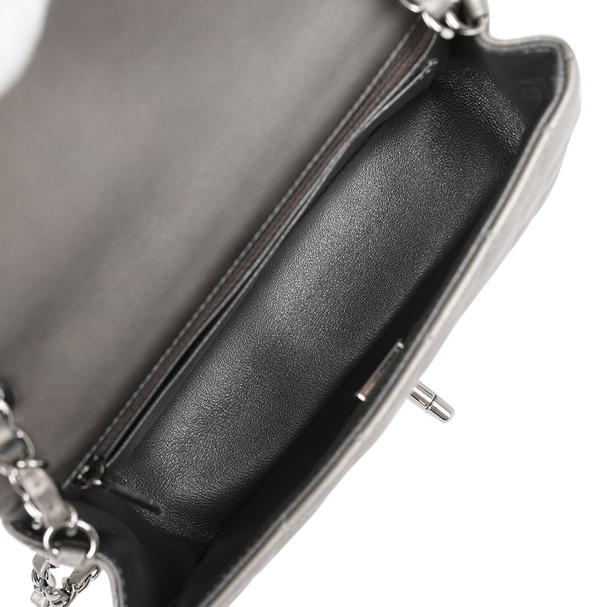 Chanel Mini Classic Rectangular Flap Bag Dark Silver Lambskin Ruthenium Hardware