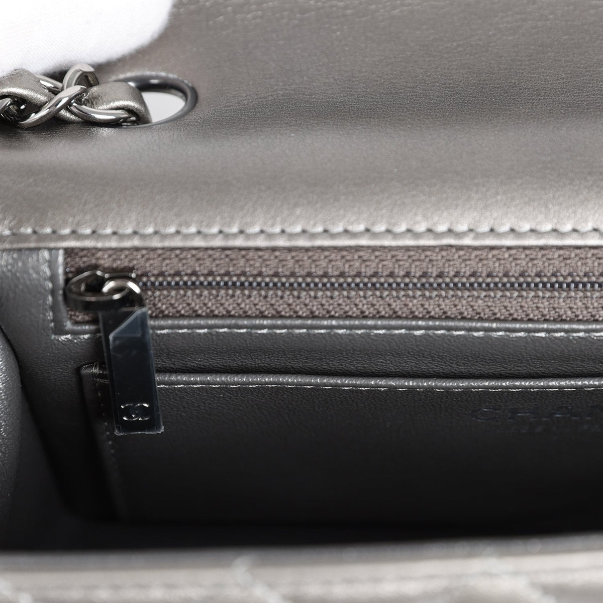 Chanel Mini Classic Rectangular Flap Bag Dark Silver Lambskin Ruthenium Hardware