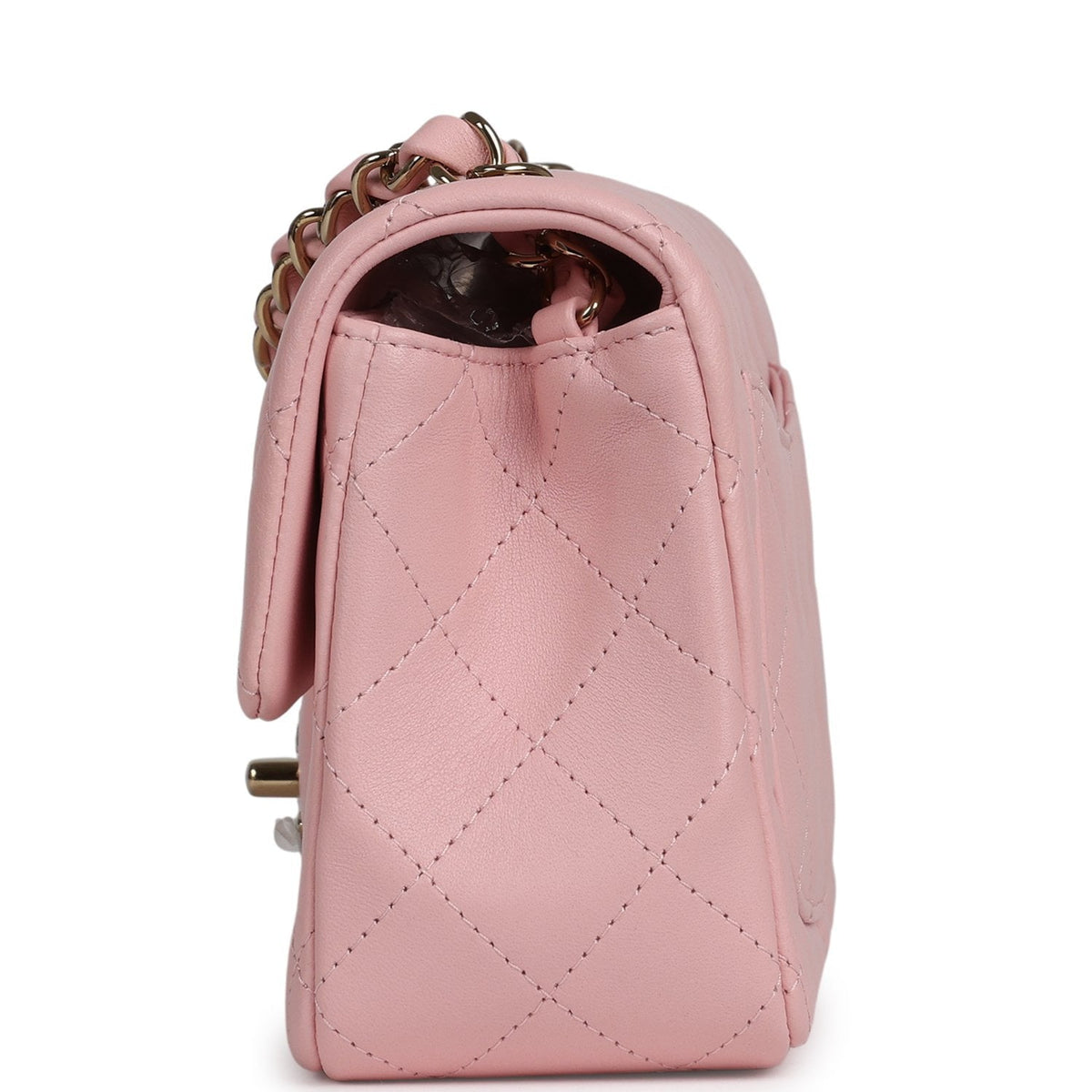 Chanel Mini Classic Rectangular Flap Bag Light Pink Lambskin Light Gold Hardware