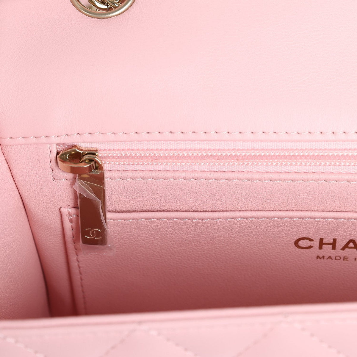 Chanel Mini Classic Rectangular Flap Bag Light Pink Lambskin Light Gold Hardware