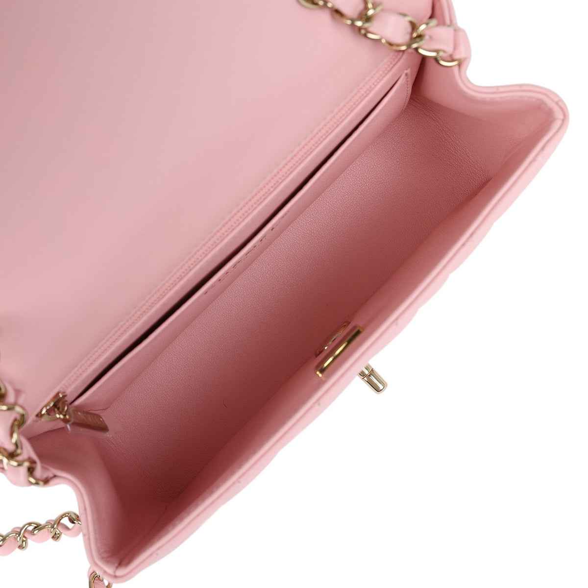Chanel Mini Classic Rectangular Flap Bag Light Pink Lambskin Light Gold Hardware