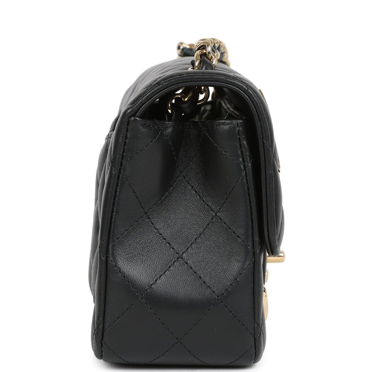 Chanel Mini Classic "Charms" Rectangular Flap Bag Black Lambskin Gold Hardware