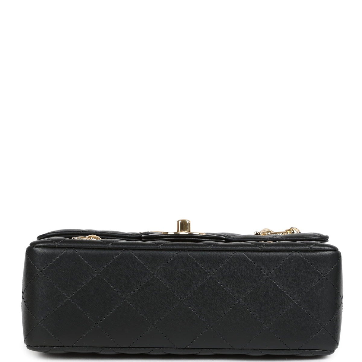 Chanel Mini Classic "Charms" Rectangular Flap Bag Black Lambskin Gold Hardware