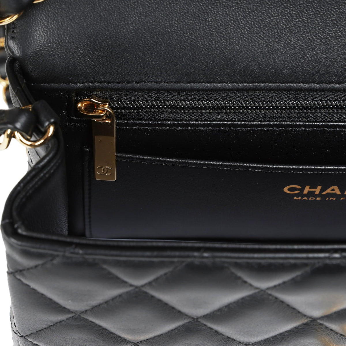 Chanel Mini Classic "Charms" Rectangular Flap Bag Black Lambskin Gold Hardware
