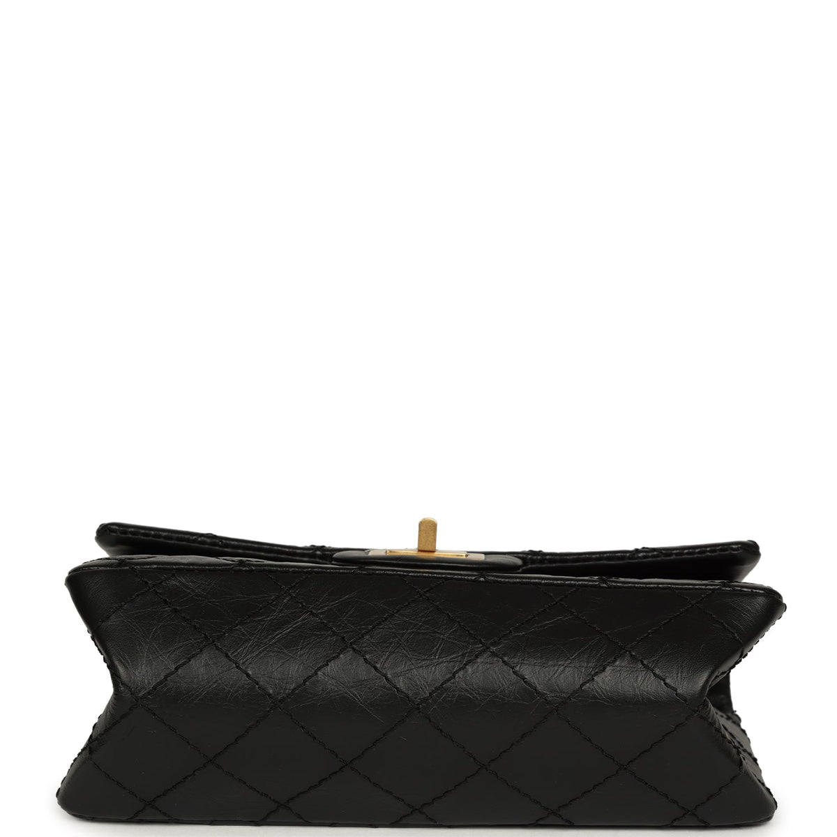 Pre-owned Chanel Mini Reissue 224 2.55 Flap Bag Black Crumpled Aged Calfskin Antique Gold Hardware