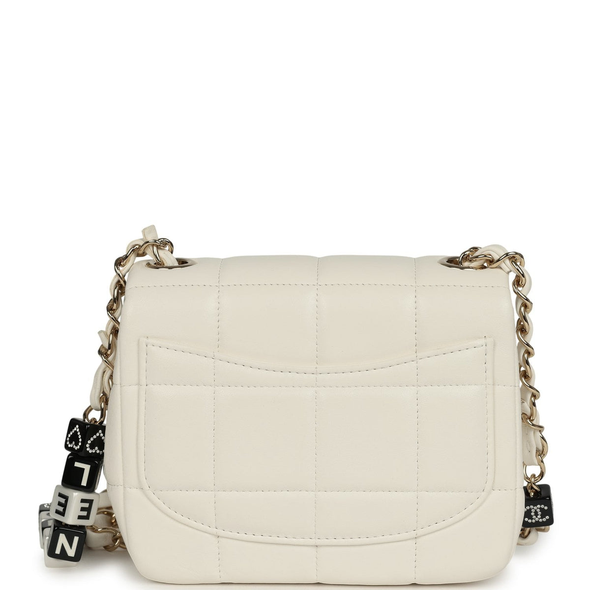 Chanel Monacoco Mini Square Flap Bag White Lambskin Light Gold Hardware