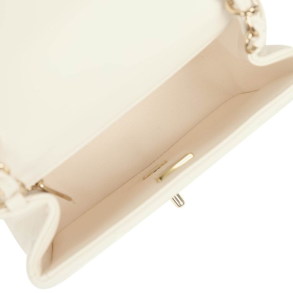 Chanel Monacoco Mini Square Flap Bag White Lambskin Light Gold Hardware
