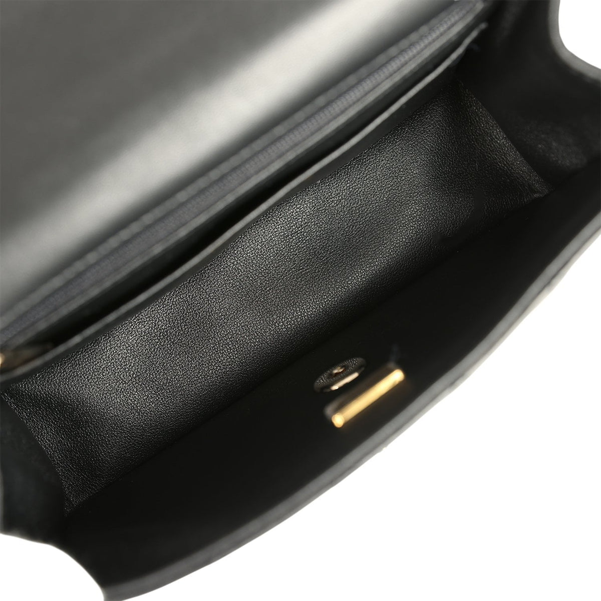 Chanel Mini Classic Rectangular Top Handle Flap Bag Black Lambskin Light Gold Hardware
