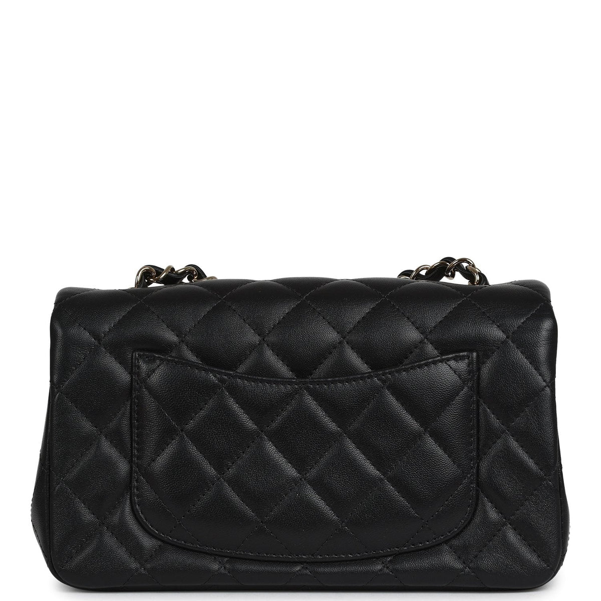 Chanel Mini Classic Rectangular Flap Bag Black Lambskin Light Gold Hardware