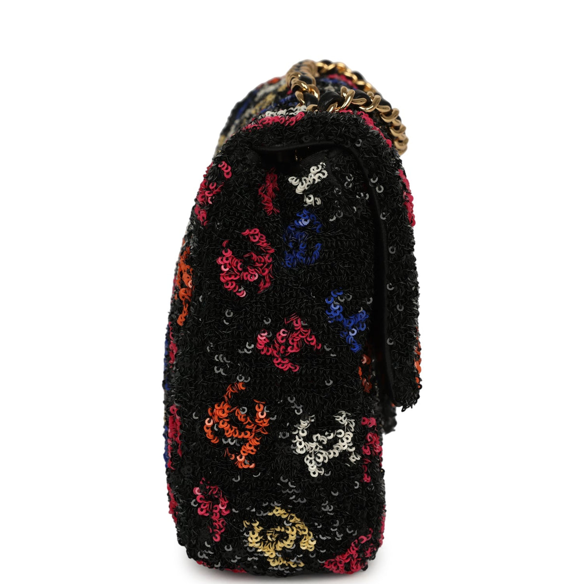 Pre-owned Chanel Mini Rectangular Flap Bag Black, Multi Sequin Gold Hardware