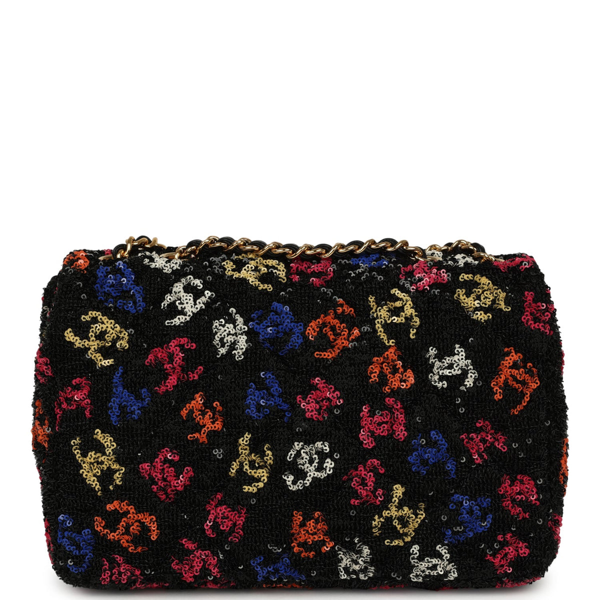 Pre-owned Chanel Mini Rectangular Flap Bag Black, Multi Sequin Gold Hardware