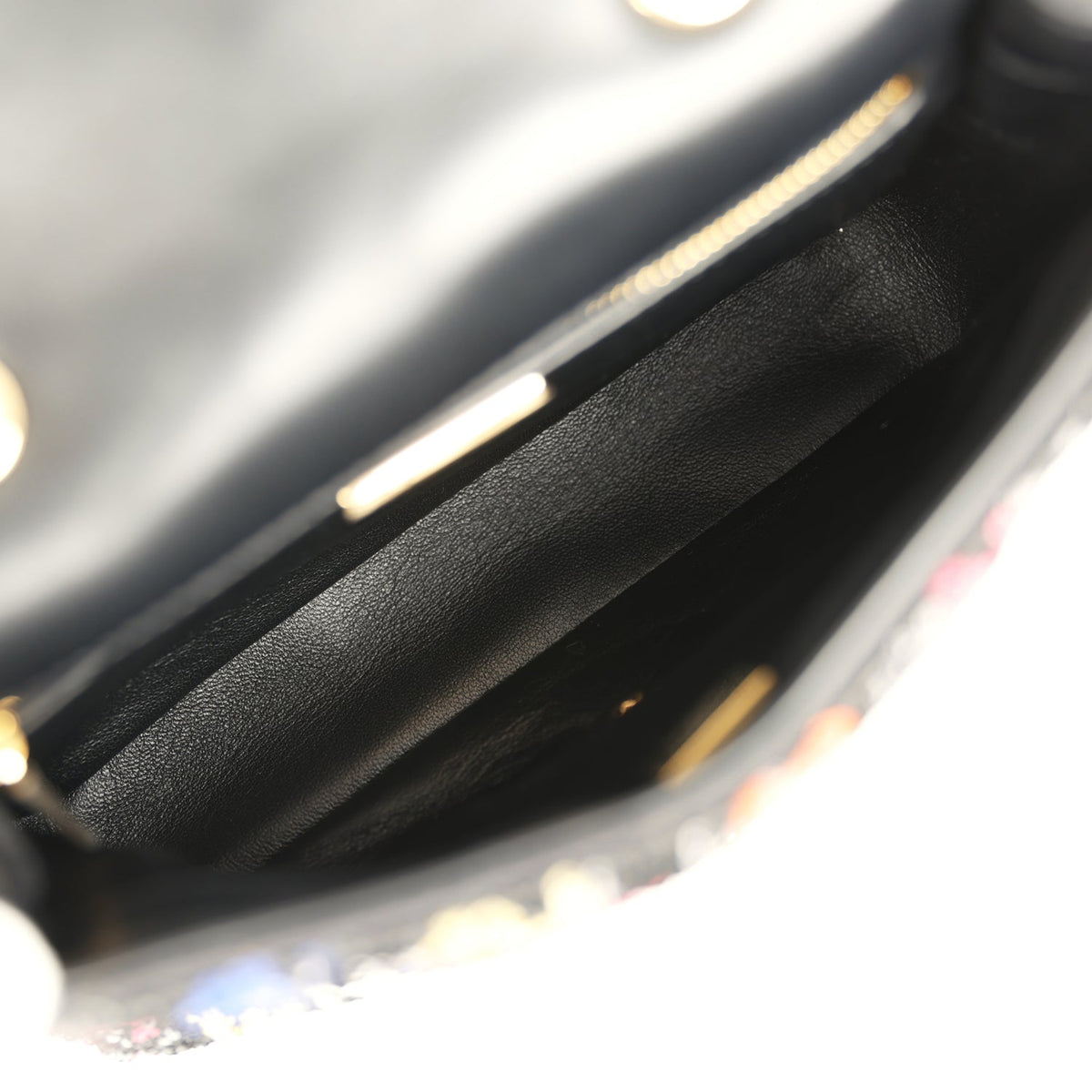 Pre-owned Chanel Mini Rectangular Flap Bag Black, Multi Sequin Gold Hardware