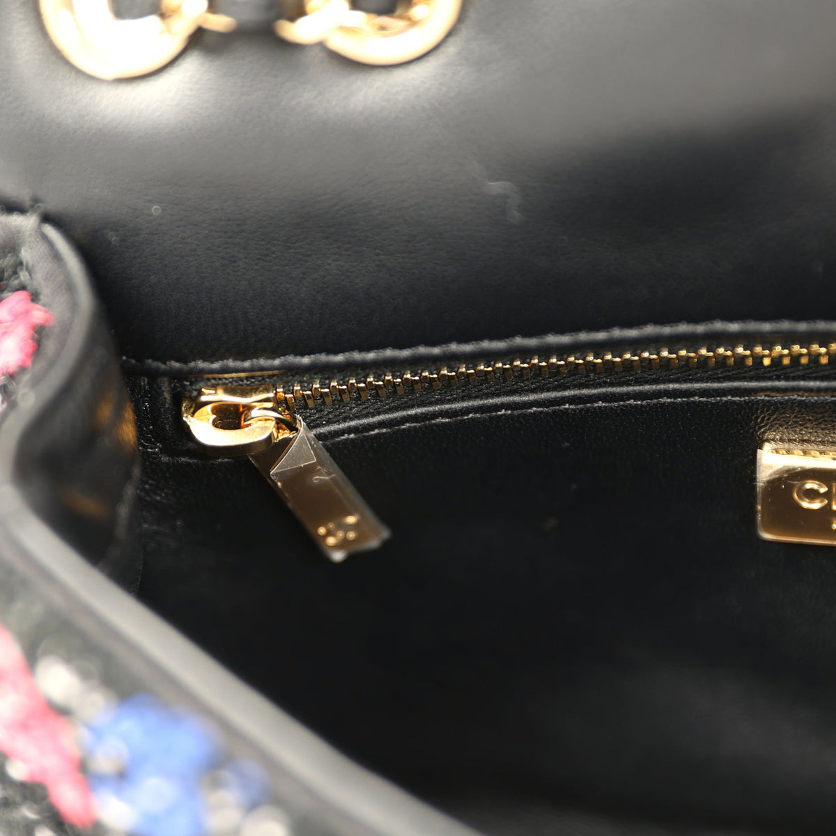 Pre-owned Chanel Mini Rectangular Flap Bag Black, Multi Sequin Gold Hardware