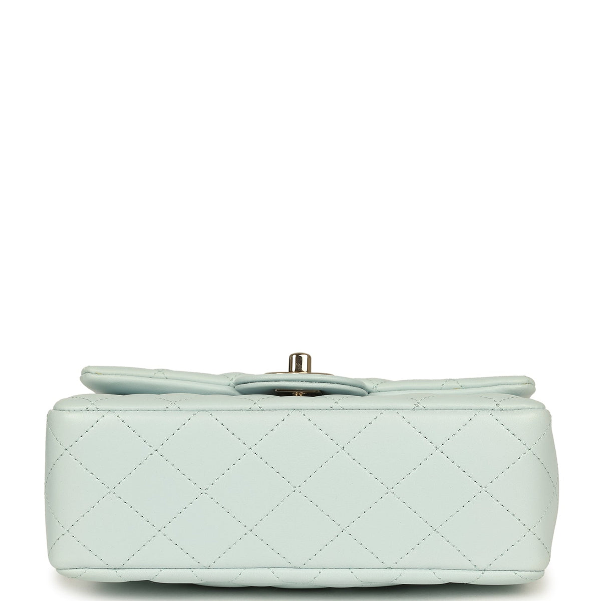 Chanel Mini Classic Rectangular Top Handle Flap Bag Light Blue Lambskin Light Gold Hardware