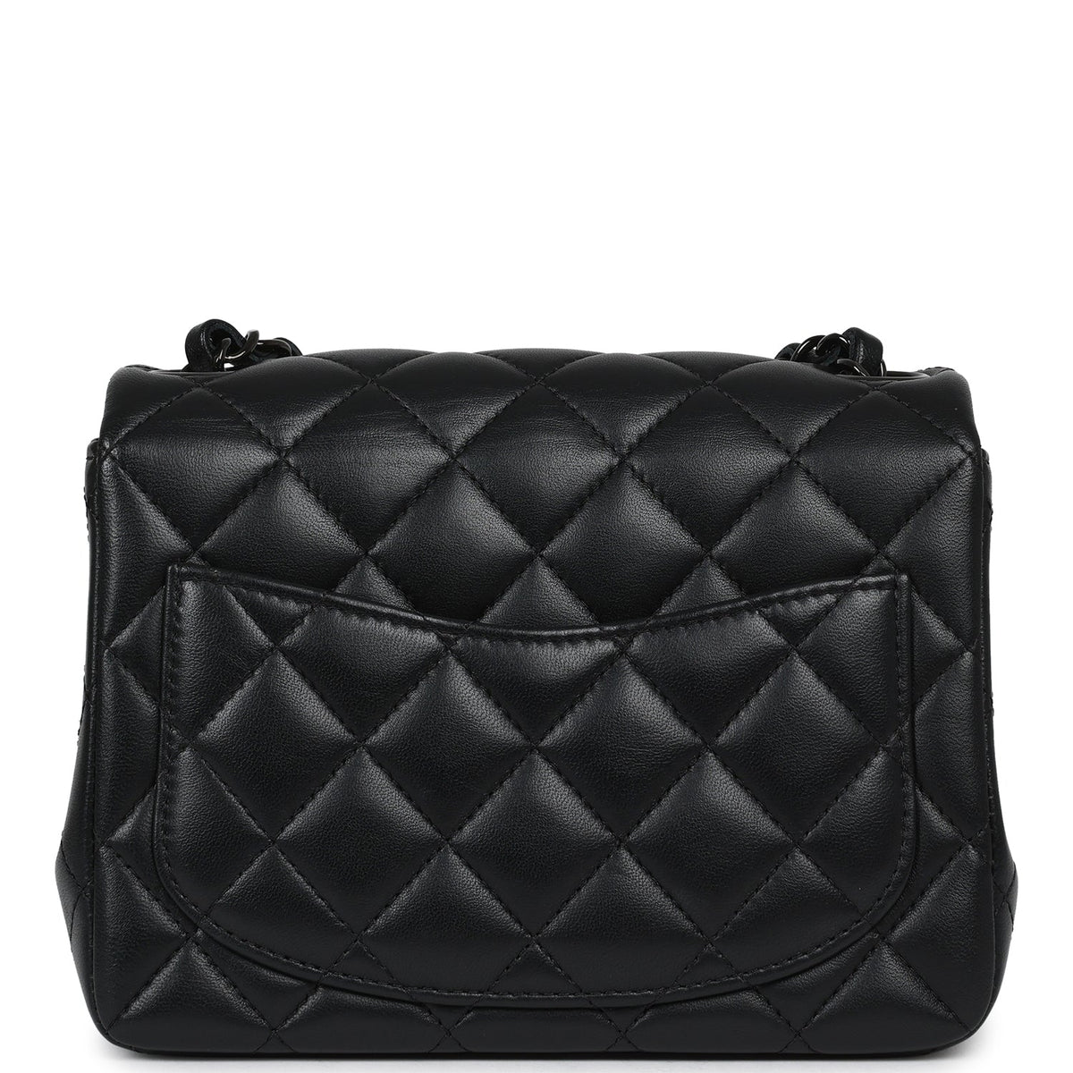 Pre-owned Chanel Mini Classic Square Flap Bag So Black Lambskin Black Hardware