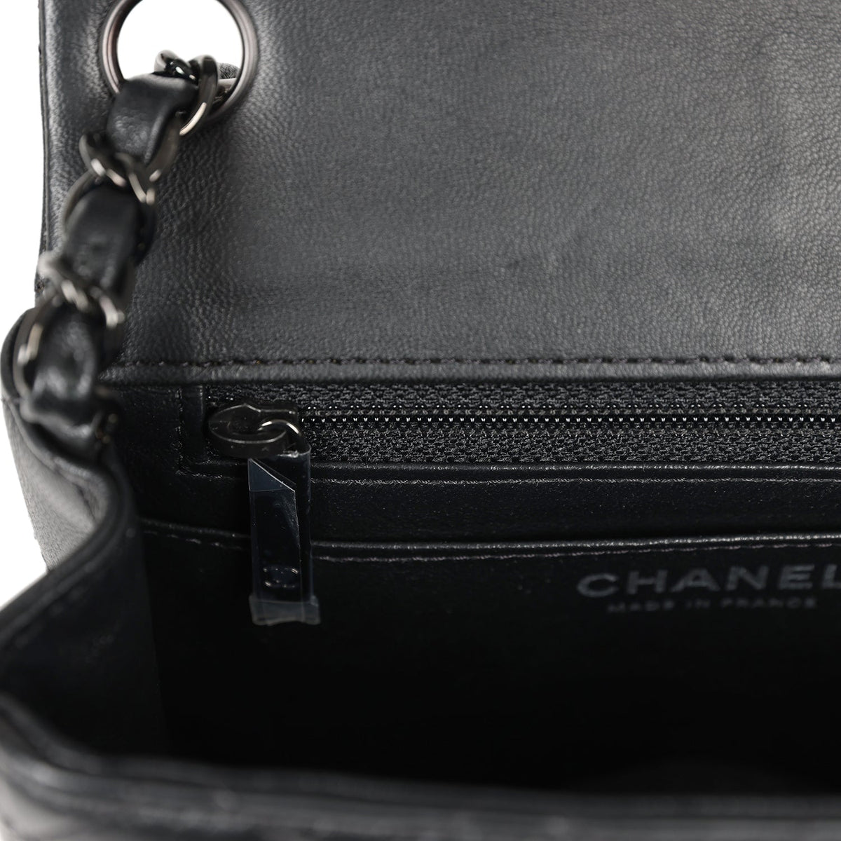 Pre-owned Chanel Mini Classic Square Flap Bag So Black Lambskin Black Hardware