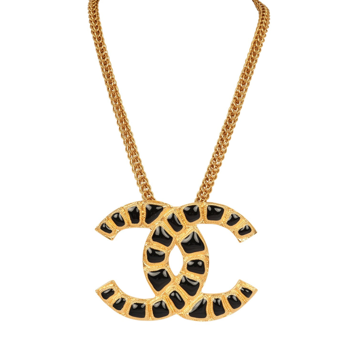 Pre-owned Chanel Large "Along The Nile" Short CC Necklace Black, Resin Gold
