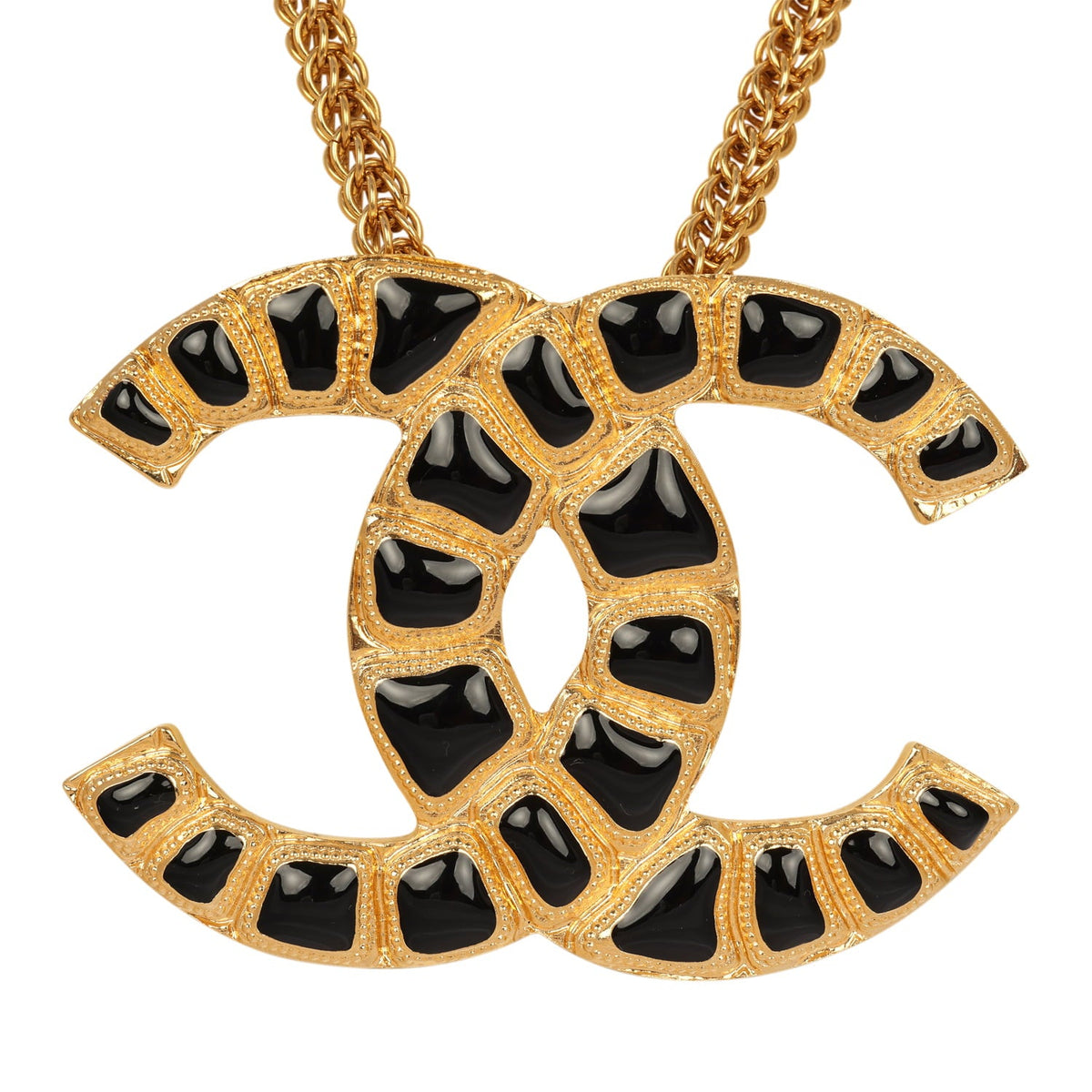 Pre-owned Chanel Large "Along The Nile" Short CC Necklace Black, Resin Gold