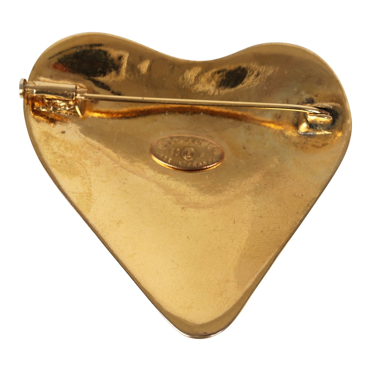 Vintage Chanel CC Heart Brooch Gold Plated Hardware