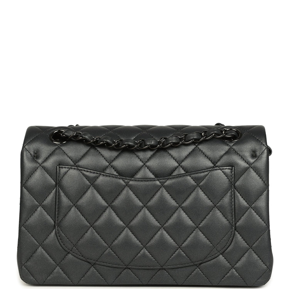 Pre-owned Chanel Small Classic Double Flap Bag So Black Iridescent Lambskin Black Hardware