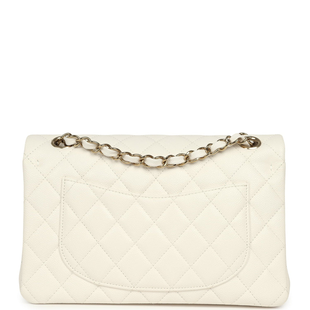 Chanel Small Classic Double Flap Bag Off White Shiny Caviar Light Gold Hardware