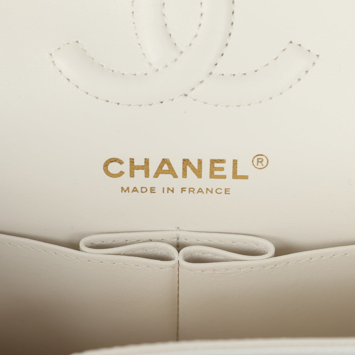 Chanel Small Classic Double Flap Bag Off White Shiny Caviar Light Gold Hardware
