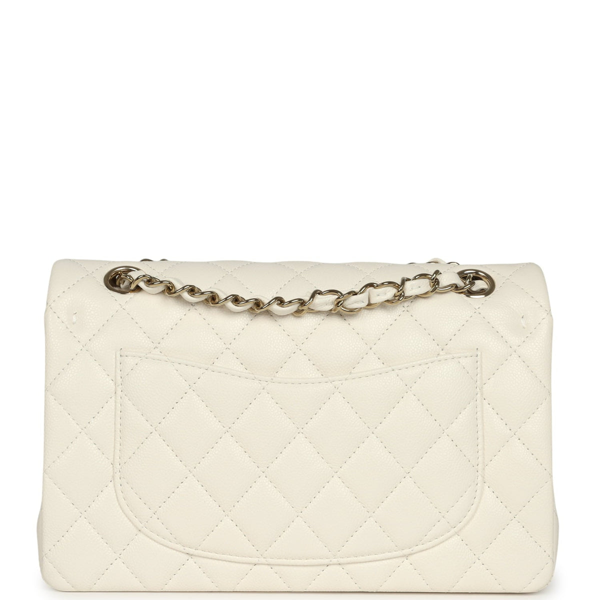 Chanel Small Classic Double Flap Bag White Shiny Caviar Light Gold Hardware