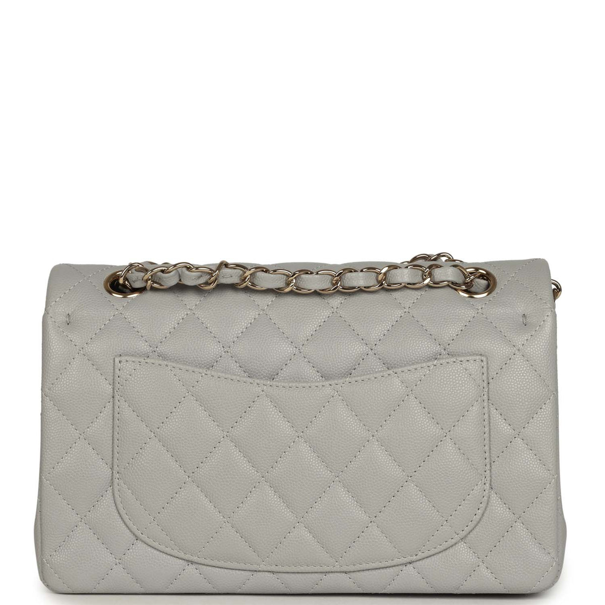 Chanel Small Classic Double Flap Bag Light Grey Caviar Light Gold Hardware