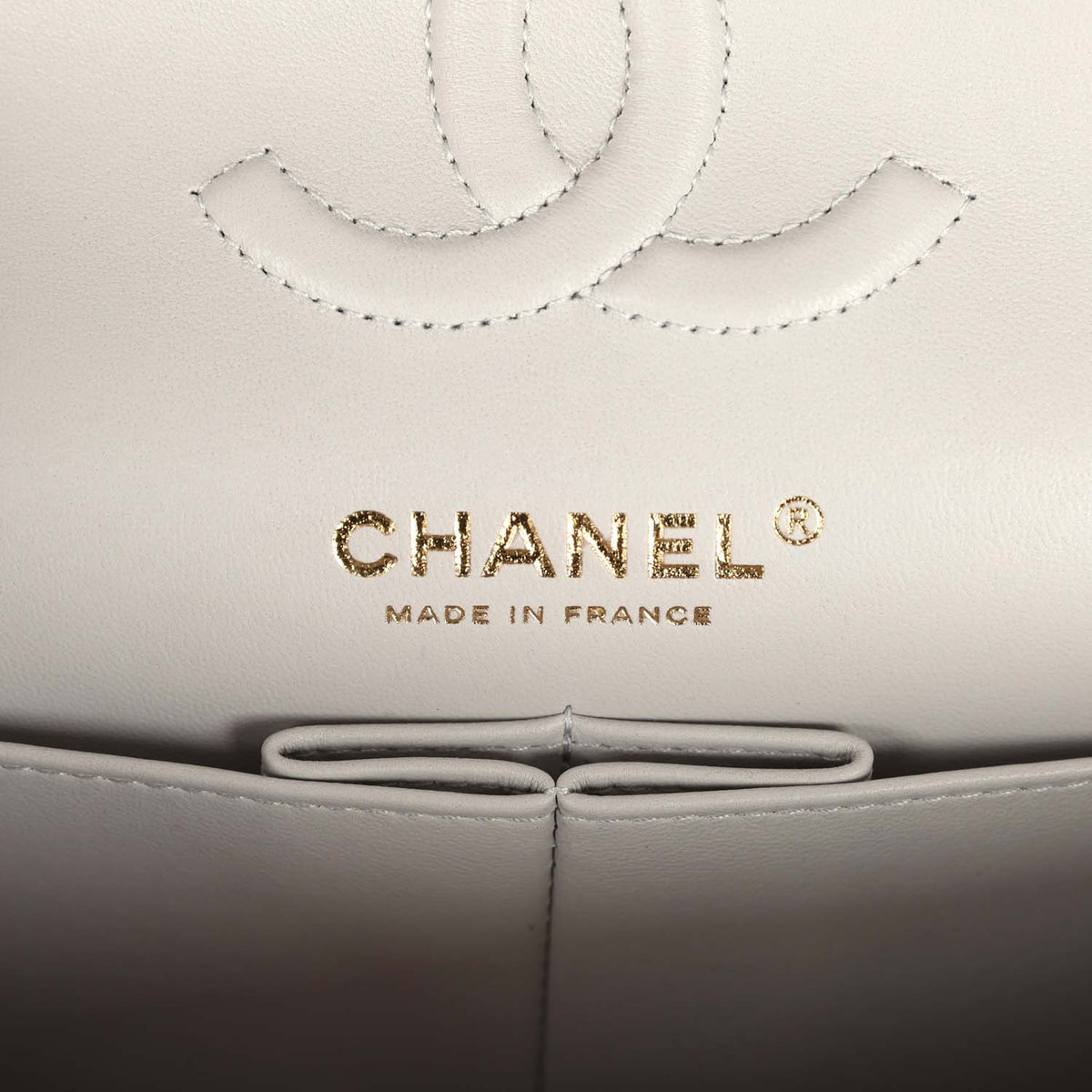 Chanel Small Classic Double Flap Bag Light Grey Caviar Light Gold Hardware