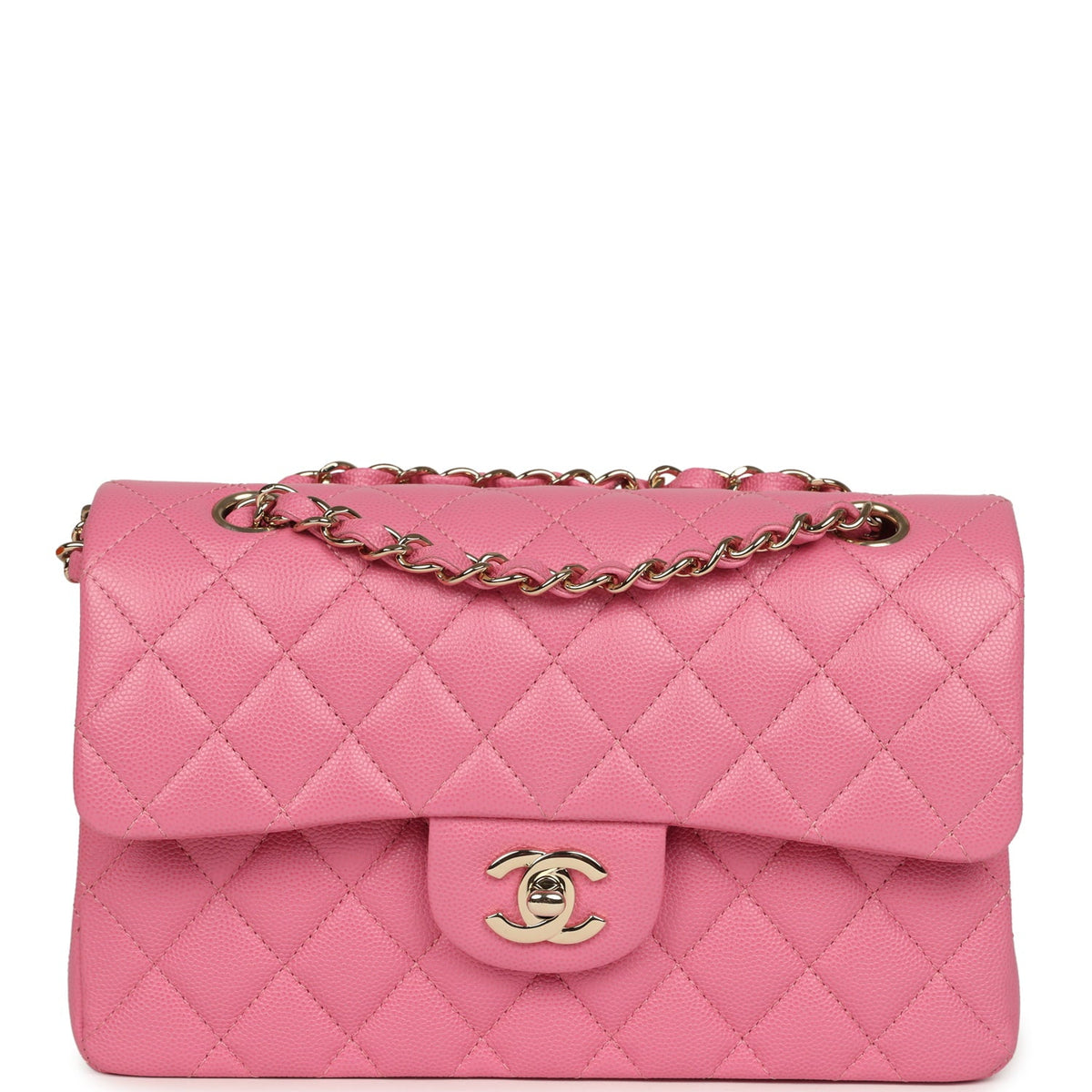 Chanel Small Classic Double Flap Bag Pink Caviar Light Gold Hardware