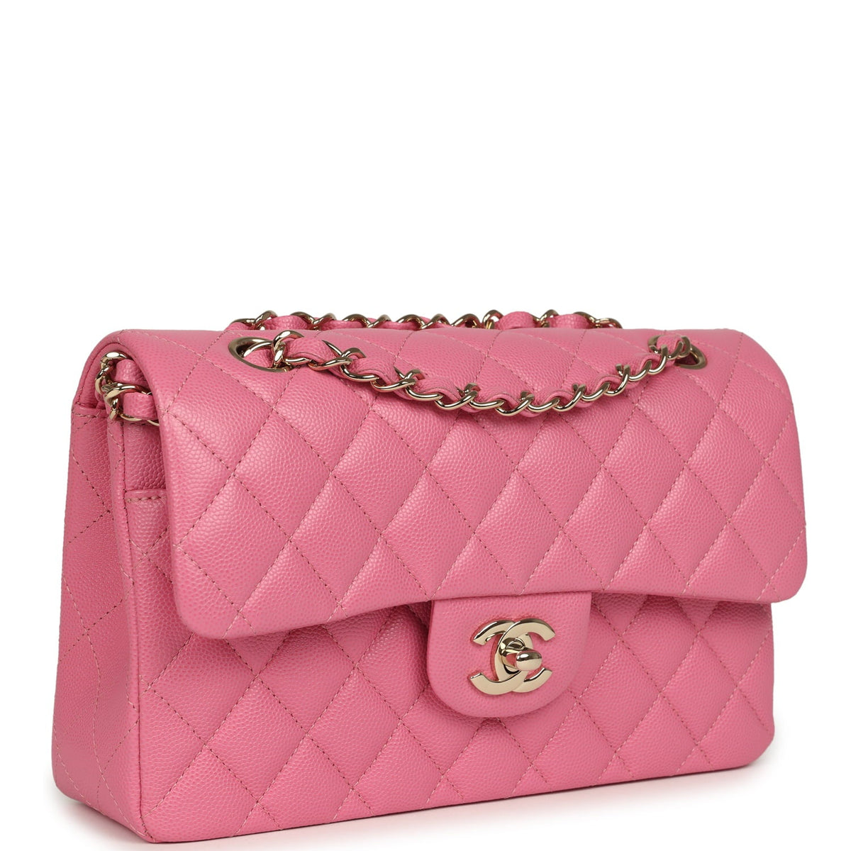 Chanel Small Classic Double Flap Bag Pink Caviar Light Gold Hardware