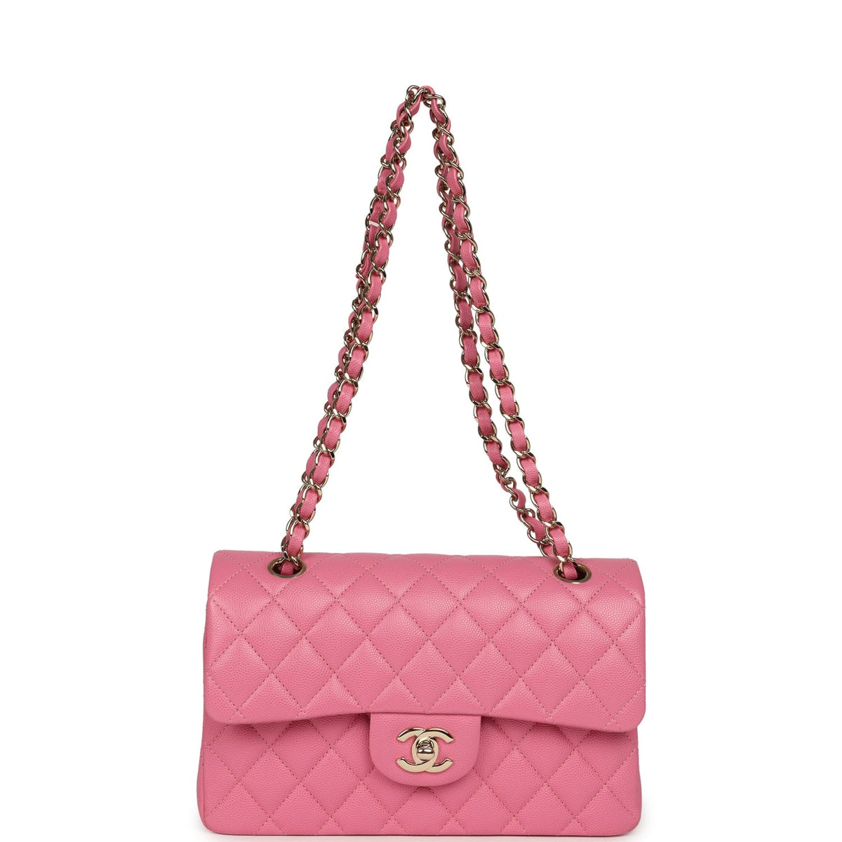 Chanel Small Classic Double Flap Bag Pink Caviar Light Gold Hardware