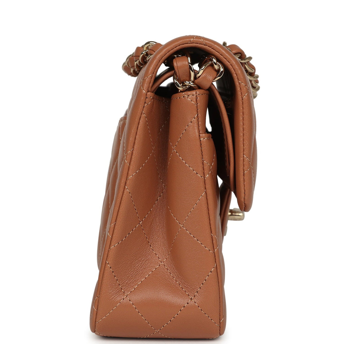 Chanel Small Classic Double Flap Bag Caramel Lambskin Light Gold Hardware