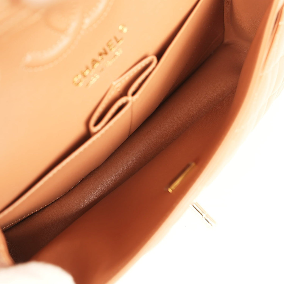 Chanel Small Classic Double Flap Bag Caramel Lambskin Light Gold Hardware