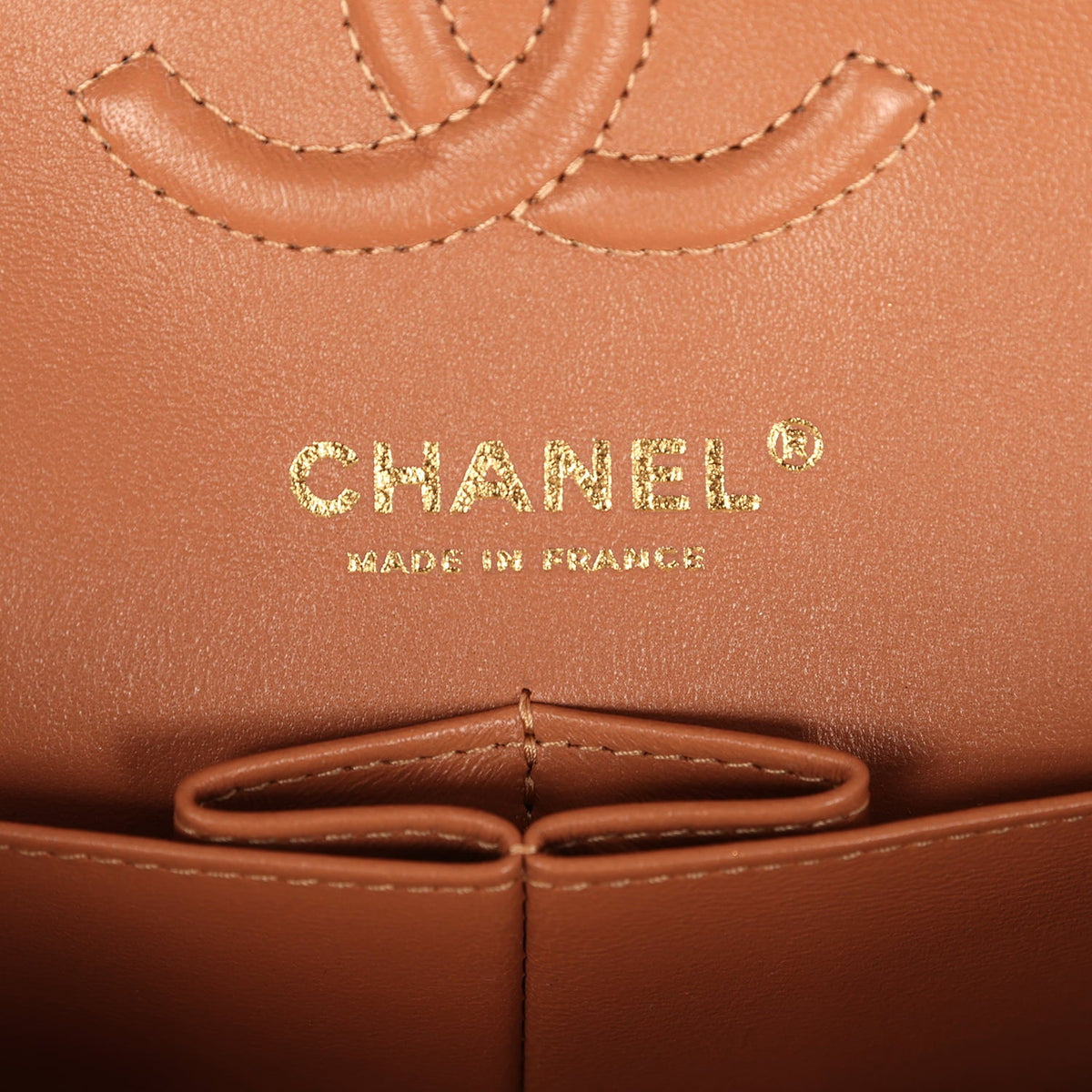 Chanel Small Classic Double Flap Bag Caramel Lambskin Light Gold Hardware