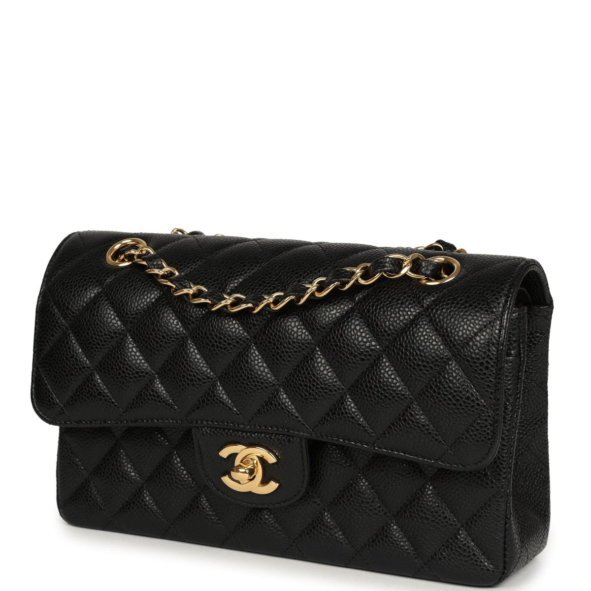 Chanel Small Classic Double Flap Bag Black Caviar Gold Hardware