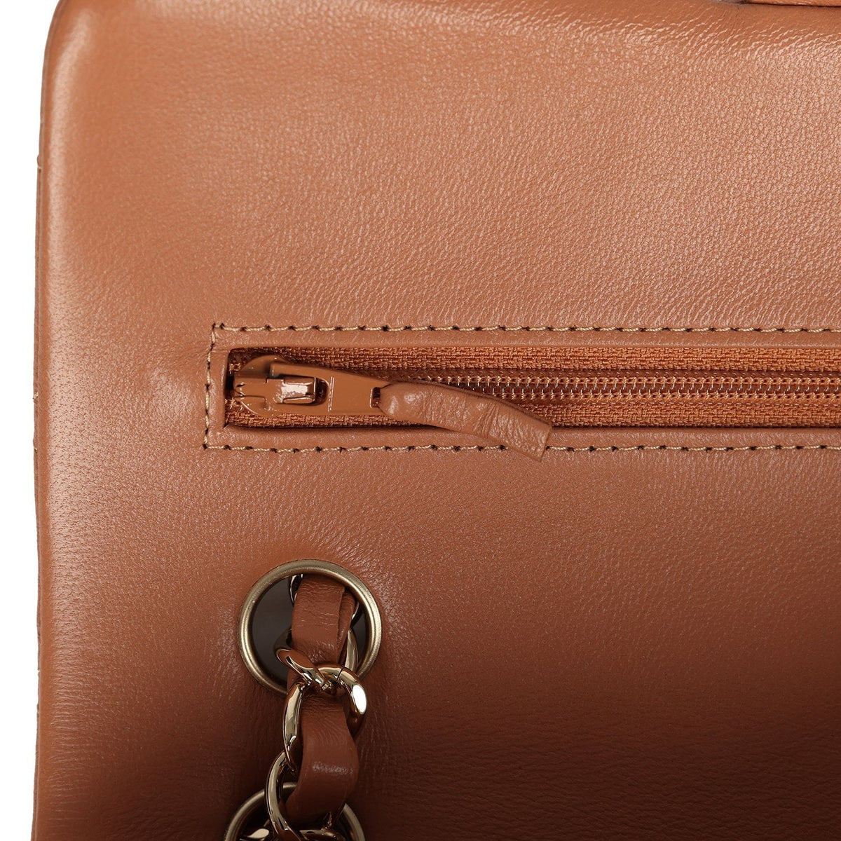 Chanel Small Classic Double Flap Bag Caramel Lambskin Light Gold Hardware