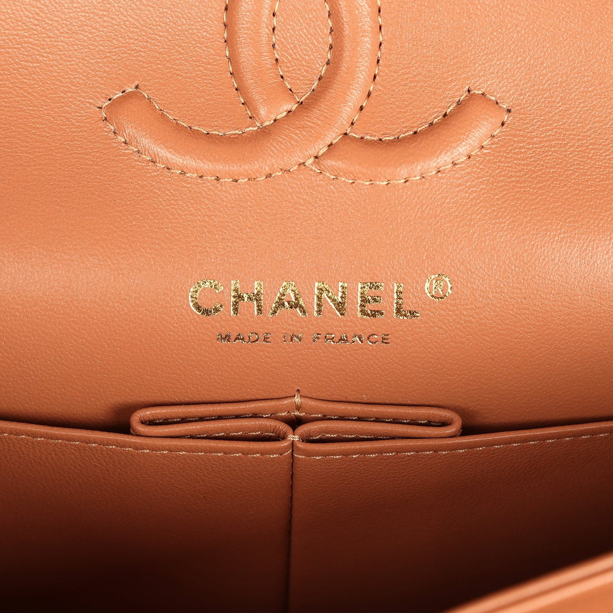 Chanel Small Classic Double Flap Bag Caramel Lambskin Light Gold Hardware