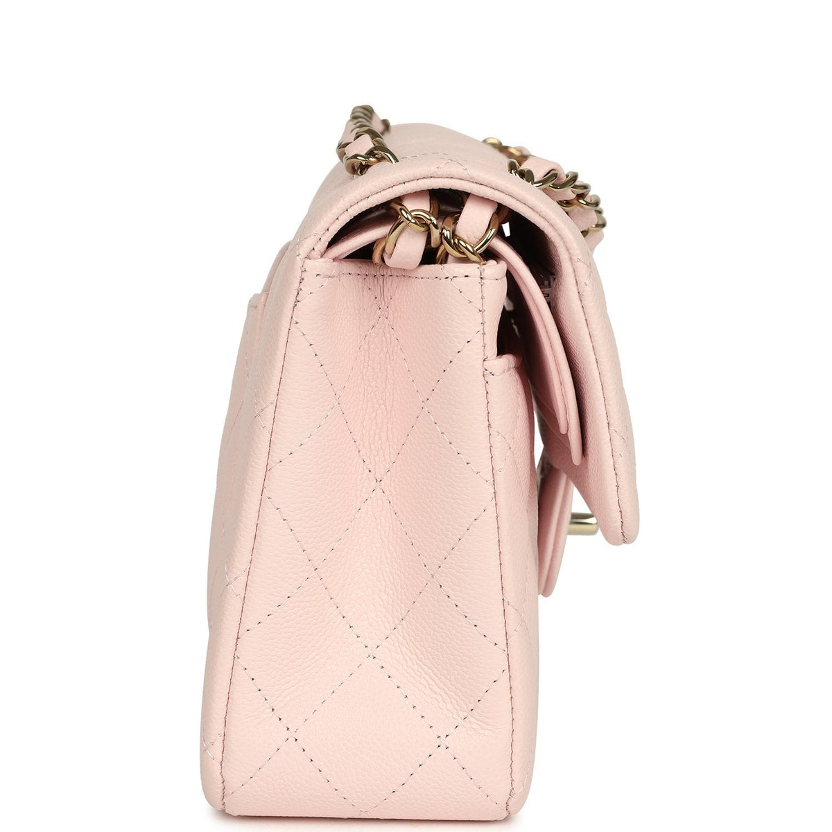 Chanel Small Classic Double Flap Bag Light Pink Shiny Caviar Light Gold Hardware