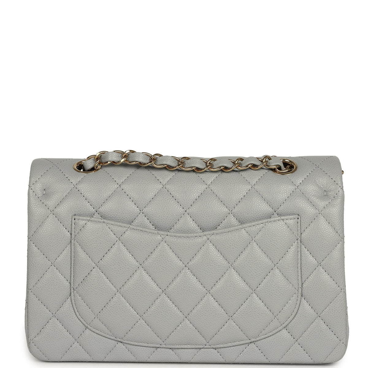 Chanel Small Classic Double Flap Bag Light Grey Caviar Light Gold Hardware