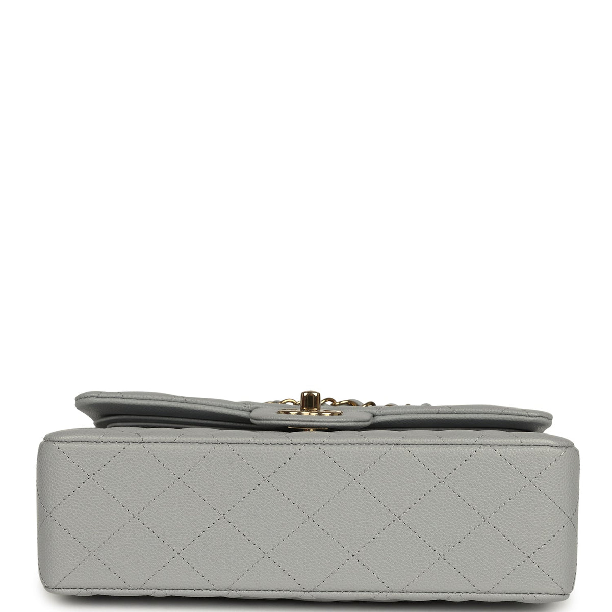 Chanel Small Classic Double Flap Bag Light Grey Caviar Light Gold Hardware