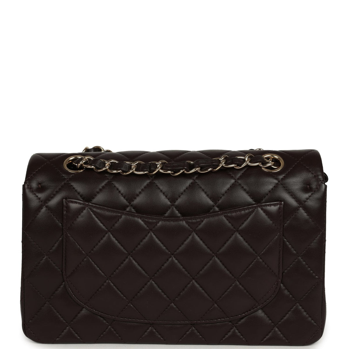 Chanel Small Classic Double Flap Bag Dark Brown Lambskin Light Gold Hardware