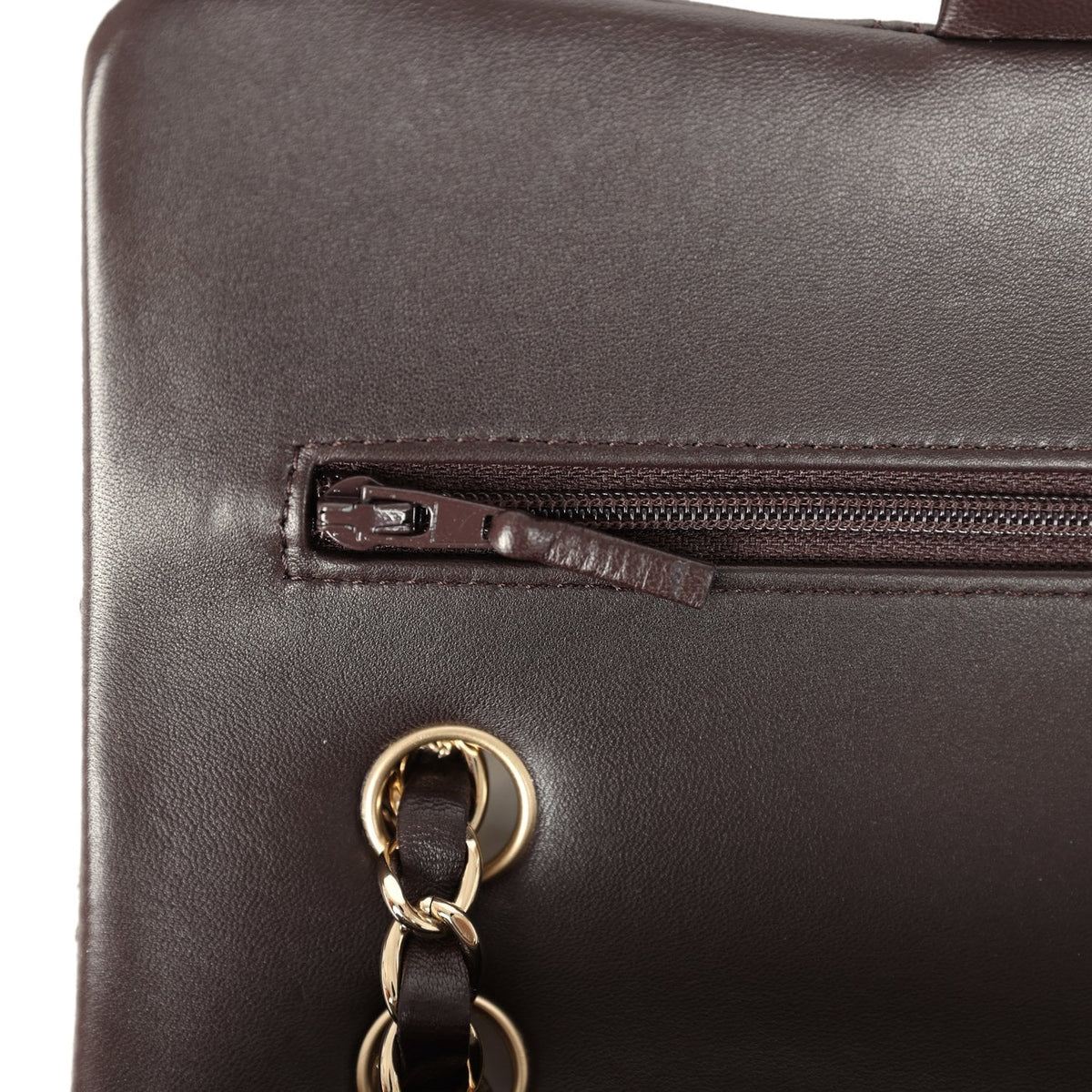 Chanel Small Classic Double Flap Bag Dark Brown Lambskin Light Gold Hardware